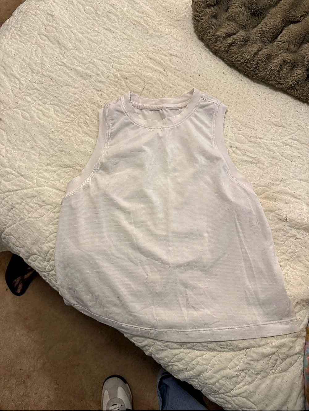 Lululemon Cut Back Crop Tank White